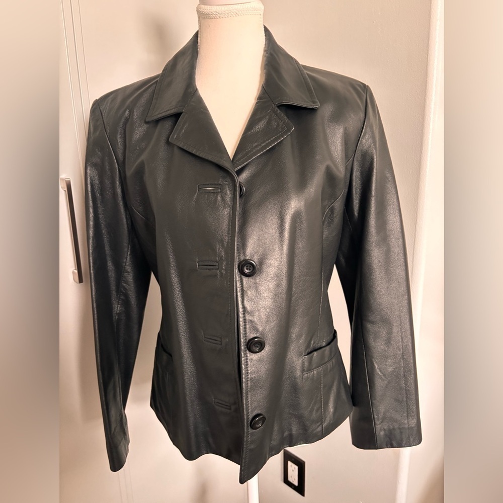 Danier Black Leather Jacket Fitted Blazer Style - Picture 8 of 14